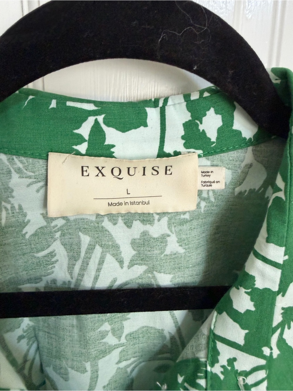 Anthropologie The Tobie Short Sleeve Pleated Blouse By Exquise Green Floral Sz L - Picture 8 of 8